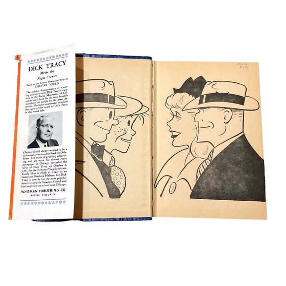 VTG DICK TRACY BOOK HARDCOVER 1945 DUSTJACKET MEETS THE NIGHT CRAWLER WHITMAN - Picture 4 of 9